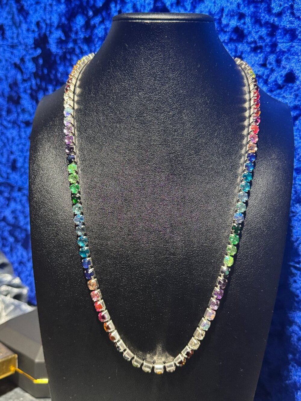 Multicolor Tennis Chain 5mm Real Silver Plated Necklace 0.20"w (5 Mm) Gorgeous